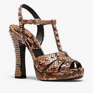 NWT Michael Kors Collection Rosanna Studded Python Platform Heels